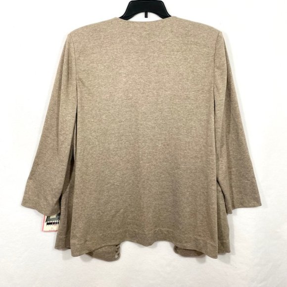 Leslie Fay Woman Vintage Cardigan Open Front Taupe - Size 20W - NOS - Picture 4 of 8
